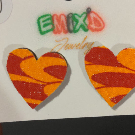 Fabric heart ( red and orange)